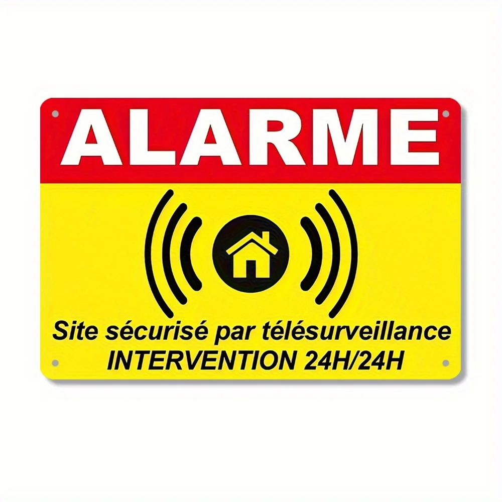 Durable Rectangular Metal Sign: 'Site Under Partial Surveillance 24/7' with Security Alert Symbol