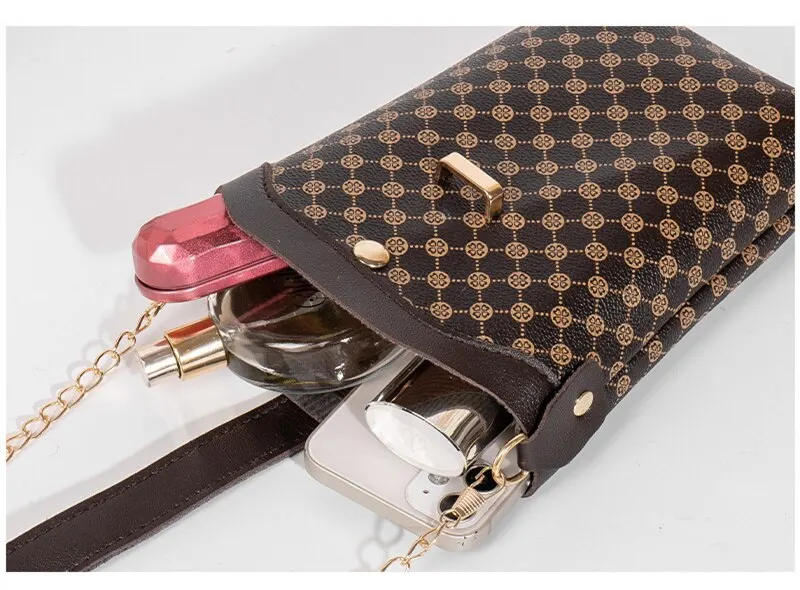 S5c152f364ec549e7868d080bb7b312c7O New Fashion Plaid Polka Dot Print Single Shoulder Bag Casual Oblique Chain Crossbody Mini Small Bucket Bag Mallzona