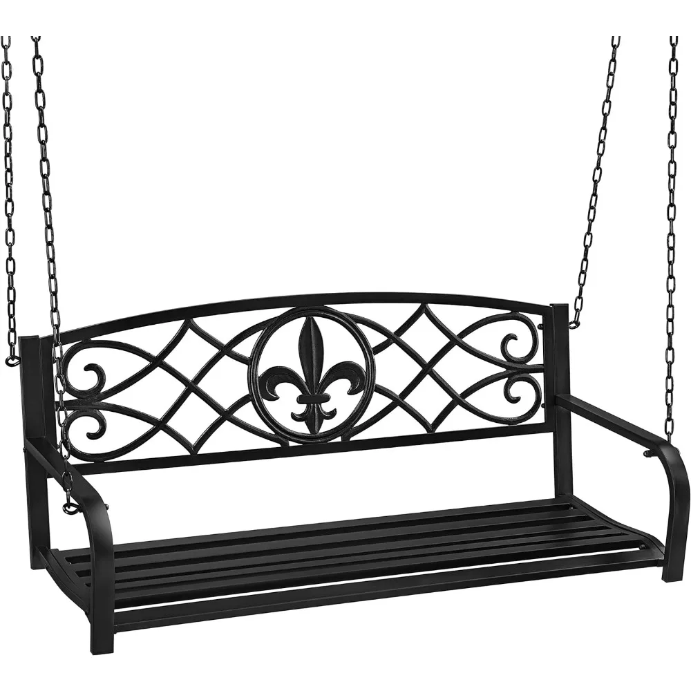Outdoor Porch Swing, 2 Persons Patio Swing Chair Metal Hanging Bench, Heavy Duty 500lb Weight Capacity Swing Seat All