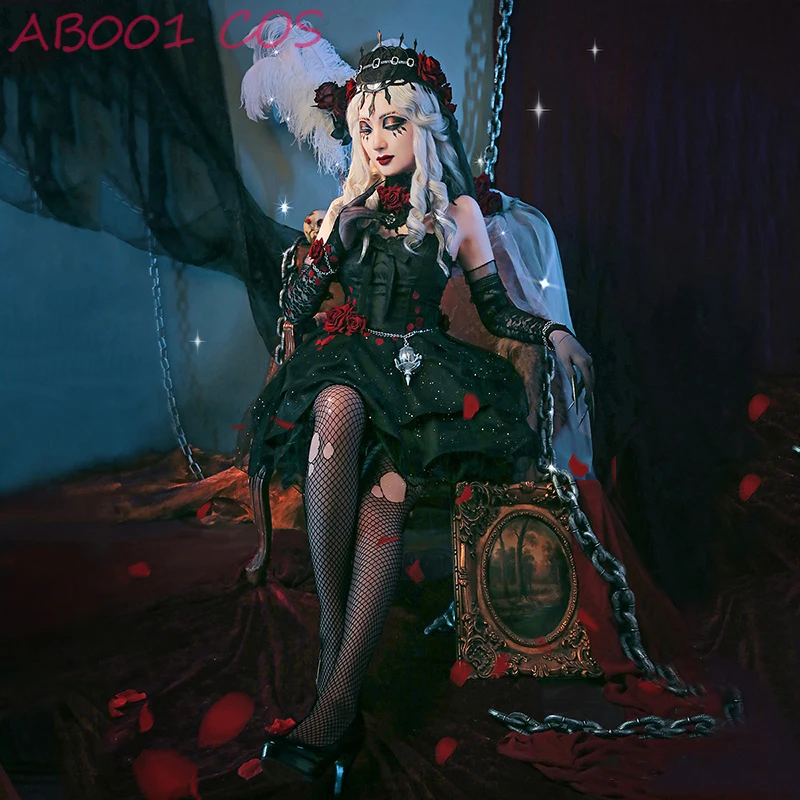 Game Identity V Skiry Long Night Aida Mesmer Cosplay Costume Deluxe Black Dress Suit Hallween Party Uniforms Custom Made