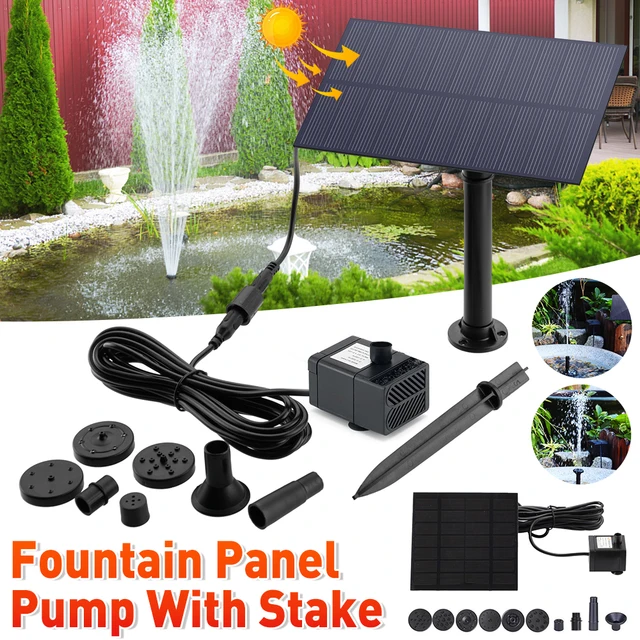 Pompe de fontaine solaire 5W 5V /7W 1.5V, avec système d'arrosage sur piquet, Kits d'économie d'énergie, panneau d'énergie solaire, pompe à eau, décoration de jardin 1
