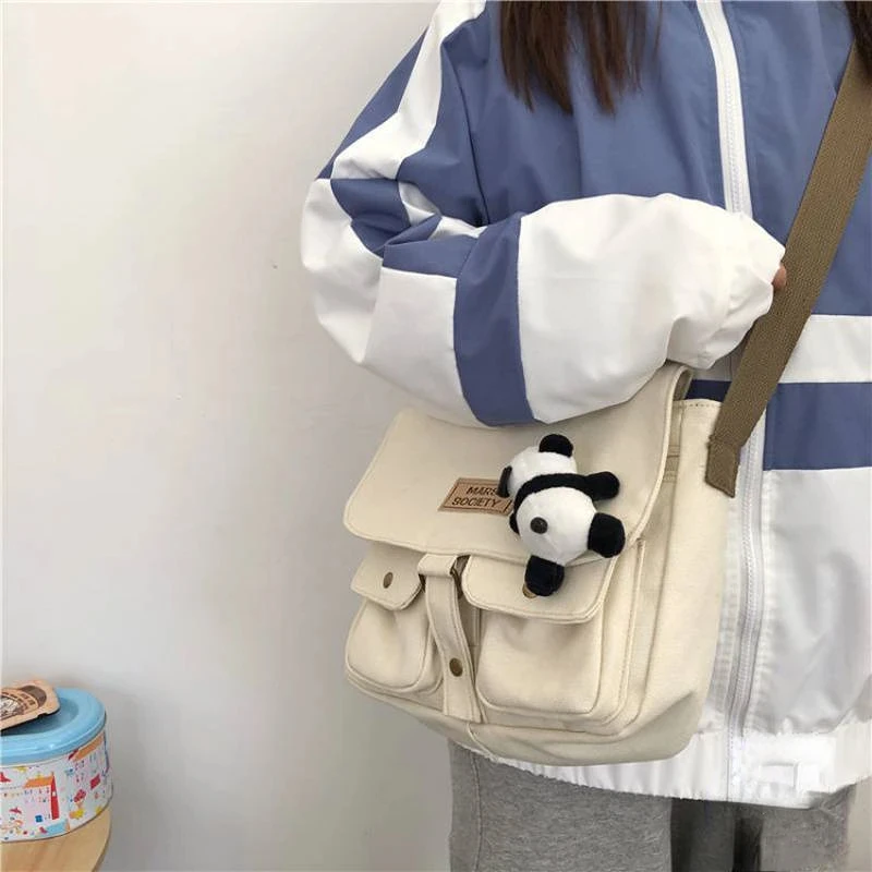 

Top Canvas Bag Youth Ladies Messenger Bag Female Students Handbags Shoulder Bag Solid Color Letter Crossbody Bags for Women Bag