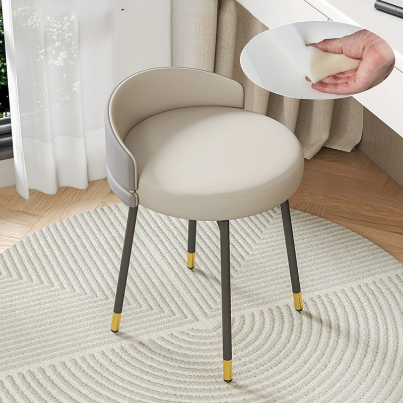 

Nordic Light Luxury Dressing Stool Bedroom Simple Makeup Chair Minimalist Small Apartment Makeup Stool with Backrest Chair
