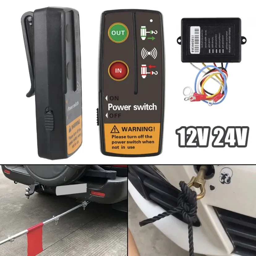 Electric Winch Switch Controller wireless remote control,wireless remote controller,winch remote control,winch switch controller 12V 24V Wireless Remote Control Accessories for Jeep Off Road 4x4 ATV Trailer Boat Universal