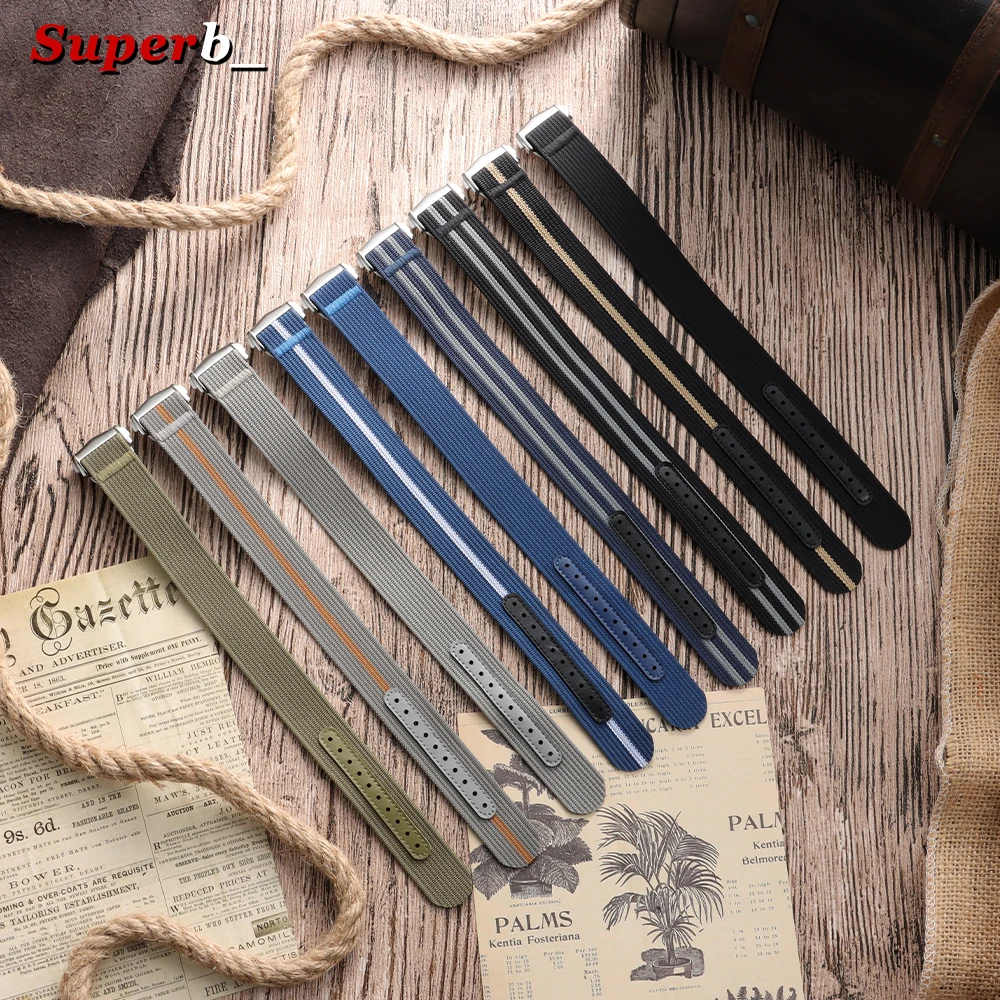 Premium Ribbed Nylon Watch Strap with Deployant Clasp – Sport Wristband