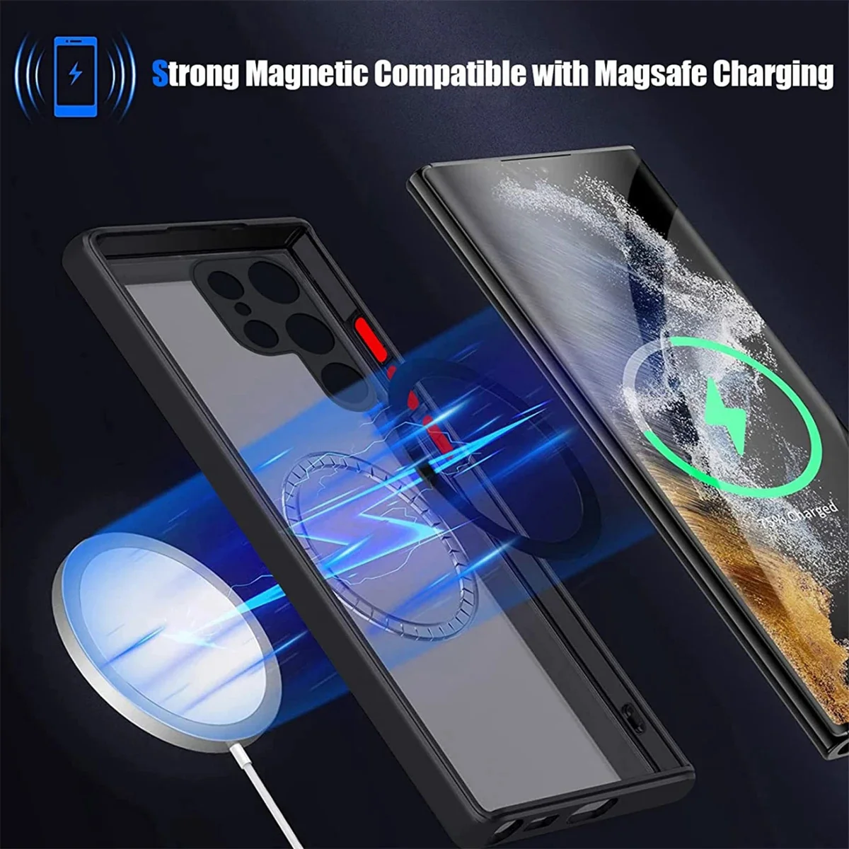 Carcasă rezistentă la șocuri, cu aspirație magnetică, rezistentă la căderi, suportă încărcare wireless pentru Samsung Galaxy S24 S23 S22 S21 Ultra PLUS_voghion.com