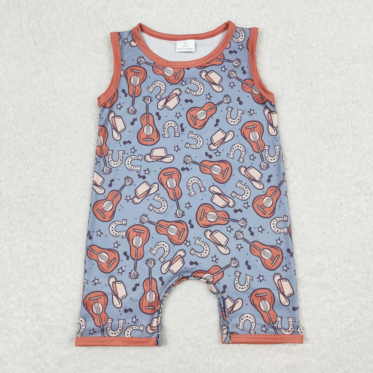 

Wholesale Newborn Coverall Bodysuit Baby Boy Toddler Western Print Romper Sleeveless Kids One-piece Jumpsuit