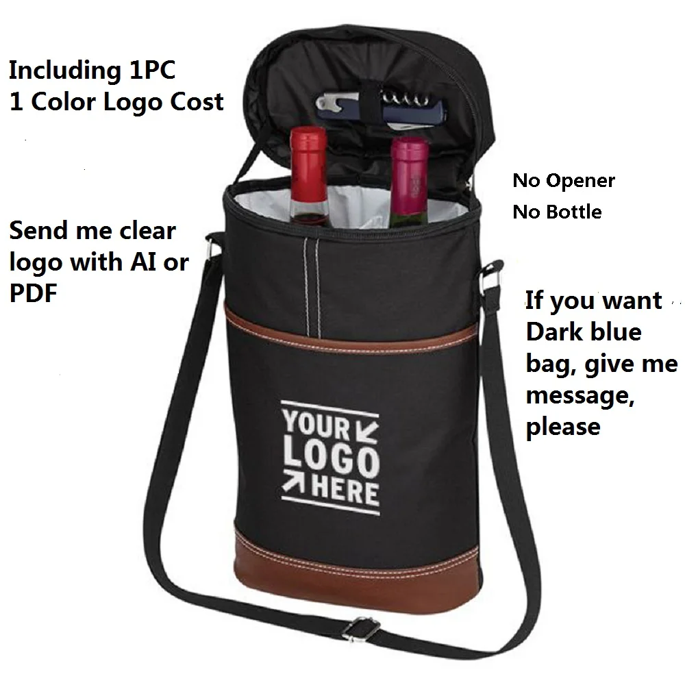Wine Bag Thermal Cooler for Beer Carrier 2 Bottles Insulated Bottle Tote Chiller Opener