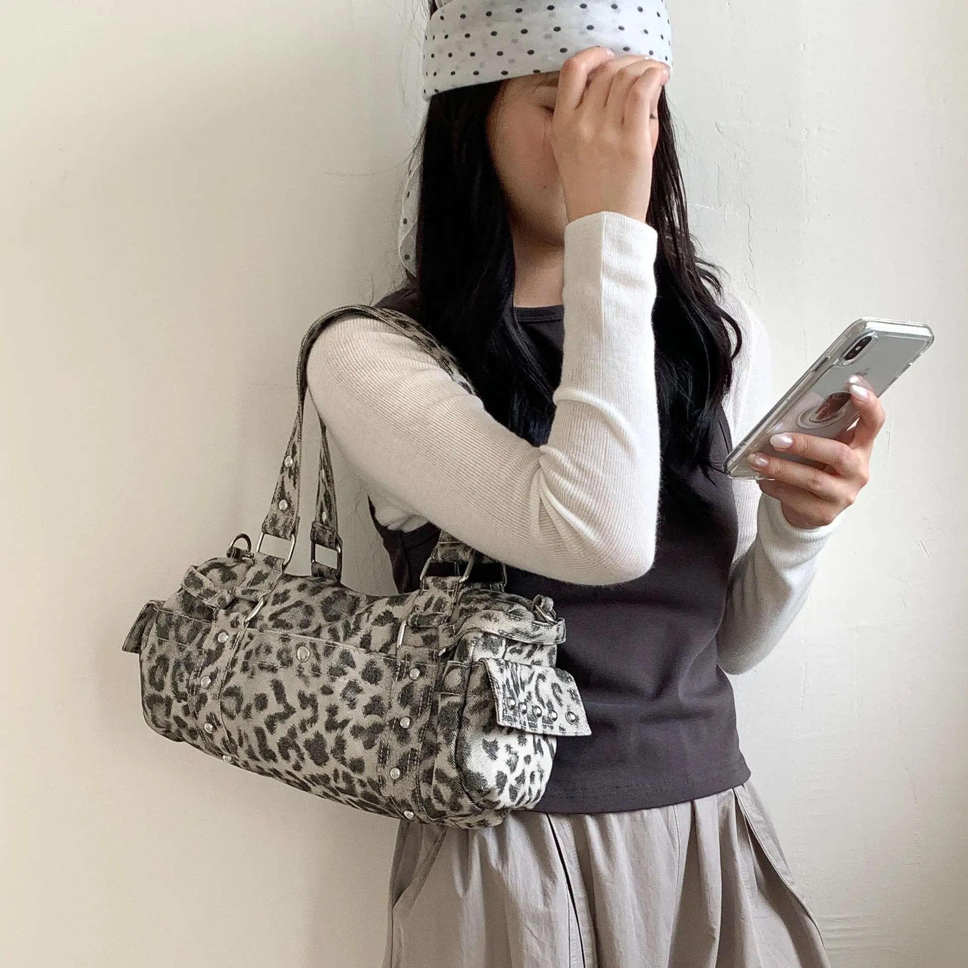 Leopard Print Crossbody Bags for Women Corduroy Casual Shoulder Tote Bags Ladies Sac A Main Femme Designer Luxury Handbags 2025