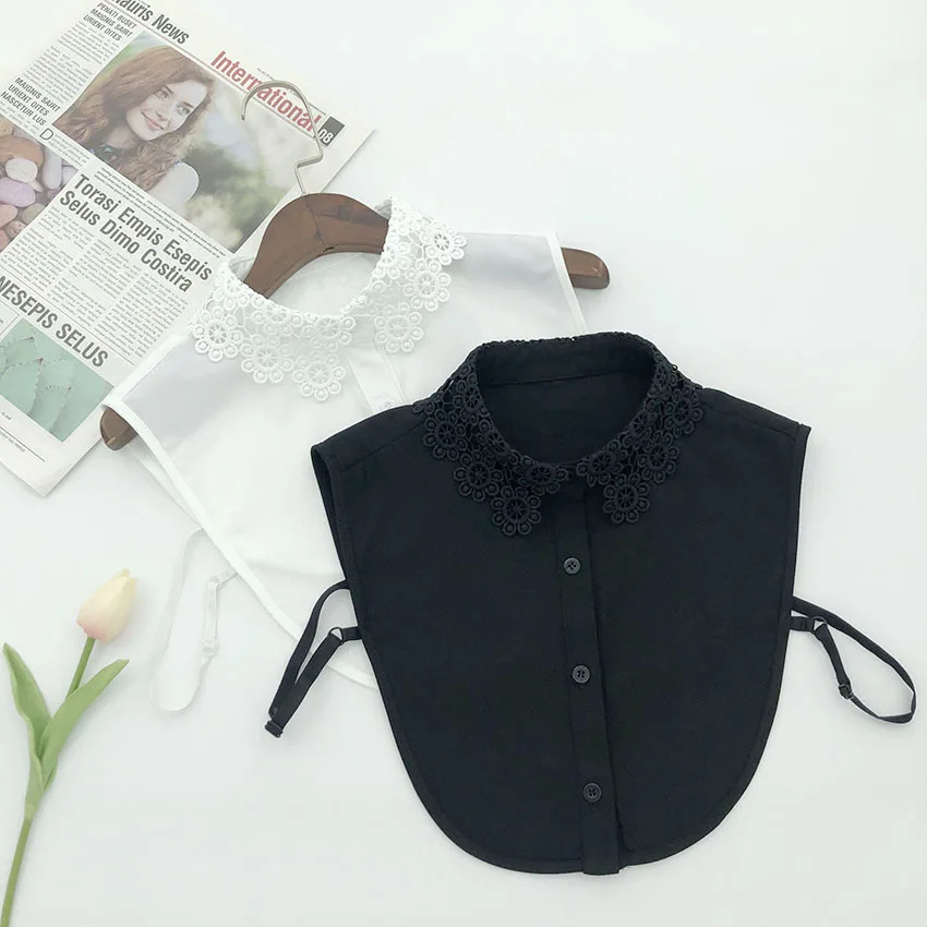 

Fashion Lace Embroidery Fake Collars for Women's Clothes Removable Shirt False Collar Black and White Detachable Collar