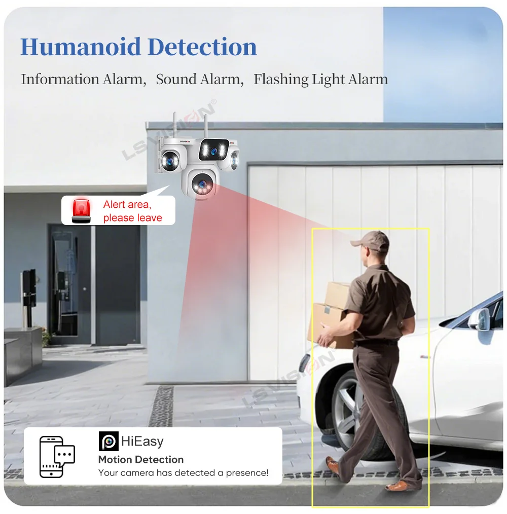 LS VISION 20MP 12X Optical Zoom Four Screens AOV 4G Solar Camera Outdoor 4-Lens 24/7 Video Recording Auto Tracking CCTV Cameras