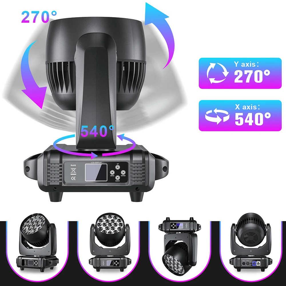 19x15w zoom moving head light rgbw 4-in-1 1915 Zoom beam wash lights Professional stag 2