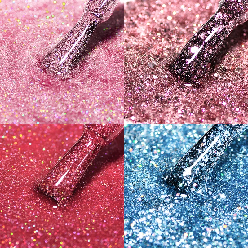 6PCS White Glitter Nail Polish Gel Set Popular Colors Autumn Semi Permanent Soak Off UV Nail Art Manicure Varnish Supplies Kit 4