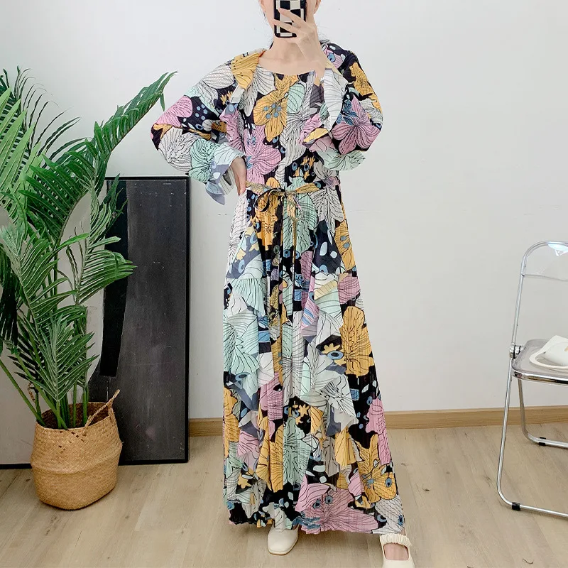 

Женское плиссированное платье миаке, длинное платье с оборками по краям и рукавами-фонариками, весна-лето [YS23306]