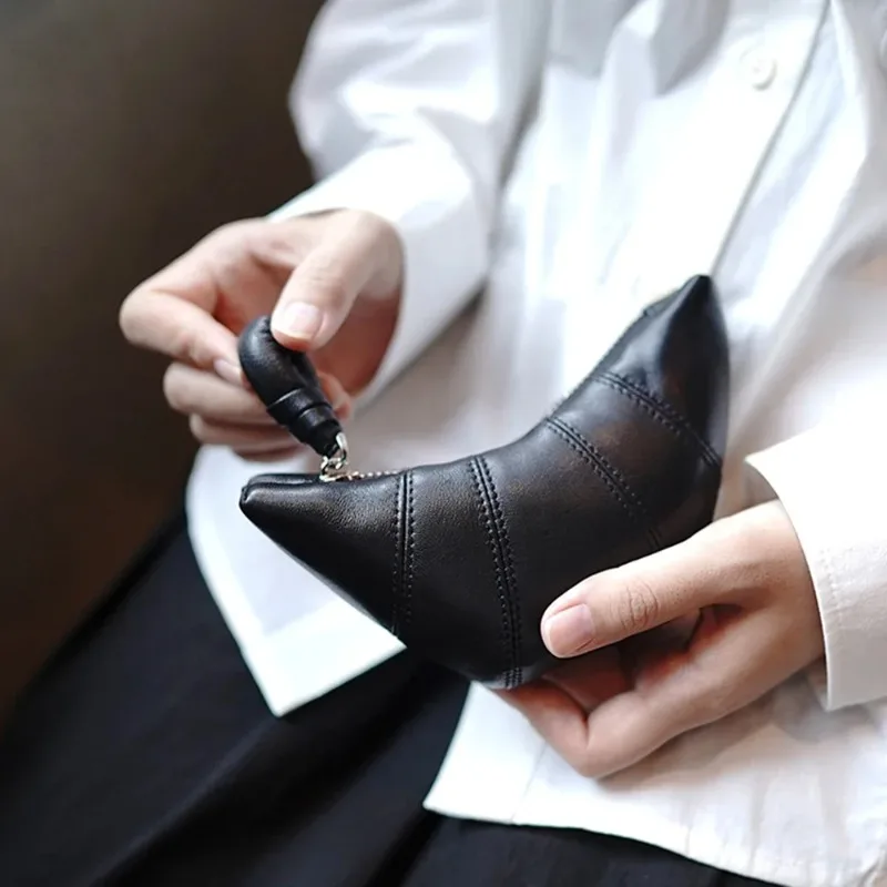 New Luxury Genuine Leather Women Coin Purse Fancy Croissant Fashion Lady Small Zip Hobo Wallet Brand Retro Mini Makeup Pouch Bag