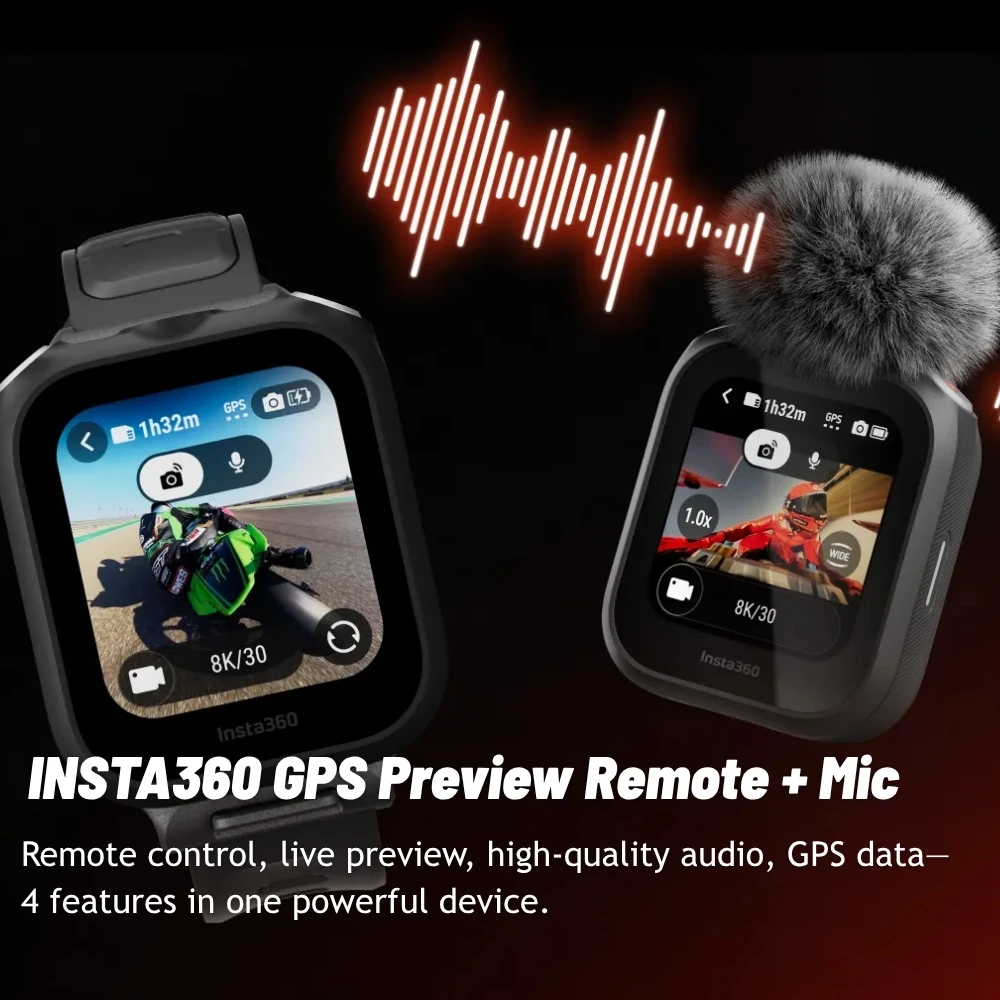 Insta360 X5 GPS Preview Remote With Built-in Mic 160m LCD