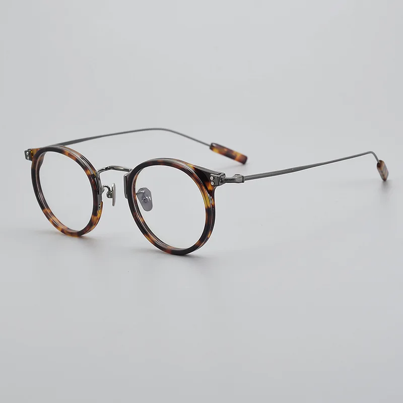 

Japanese Handmade Titanium Acetate Glasses Frame For Men Vintage Round Myopia Prescription Reading Eyeglasses Spectacles Gafas