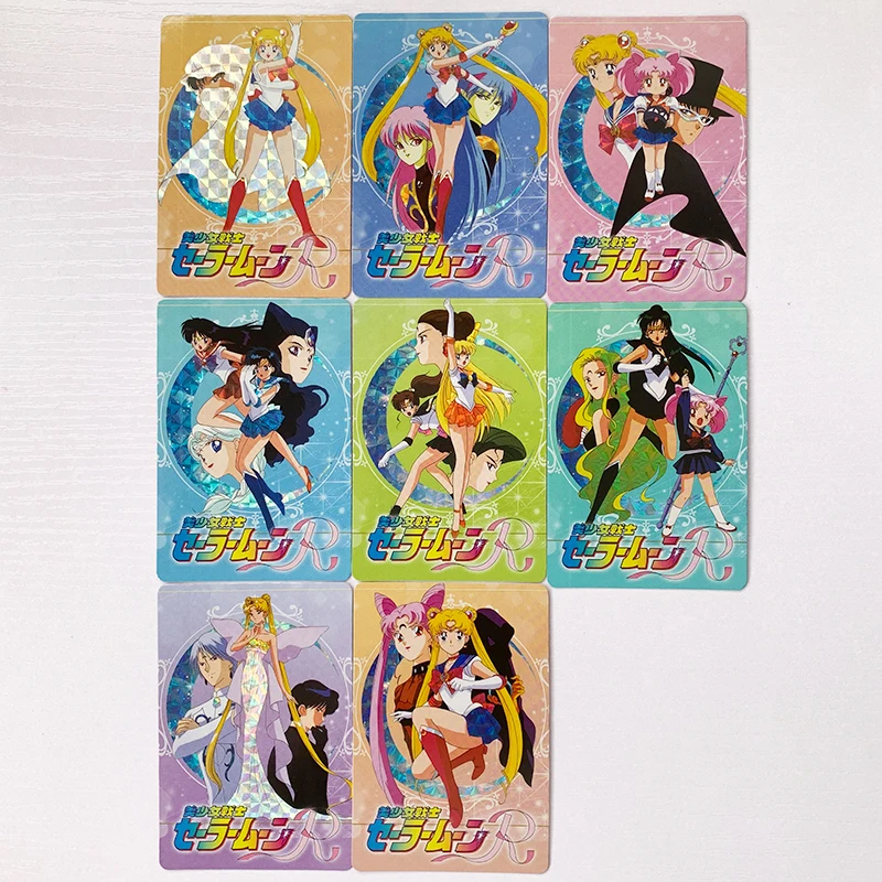 

8Pcs/set 86X59Mm Self Made Tsukino Usagi R Refraction Color Flash Card Anime Peripherals Collection Cards Gift Toys