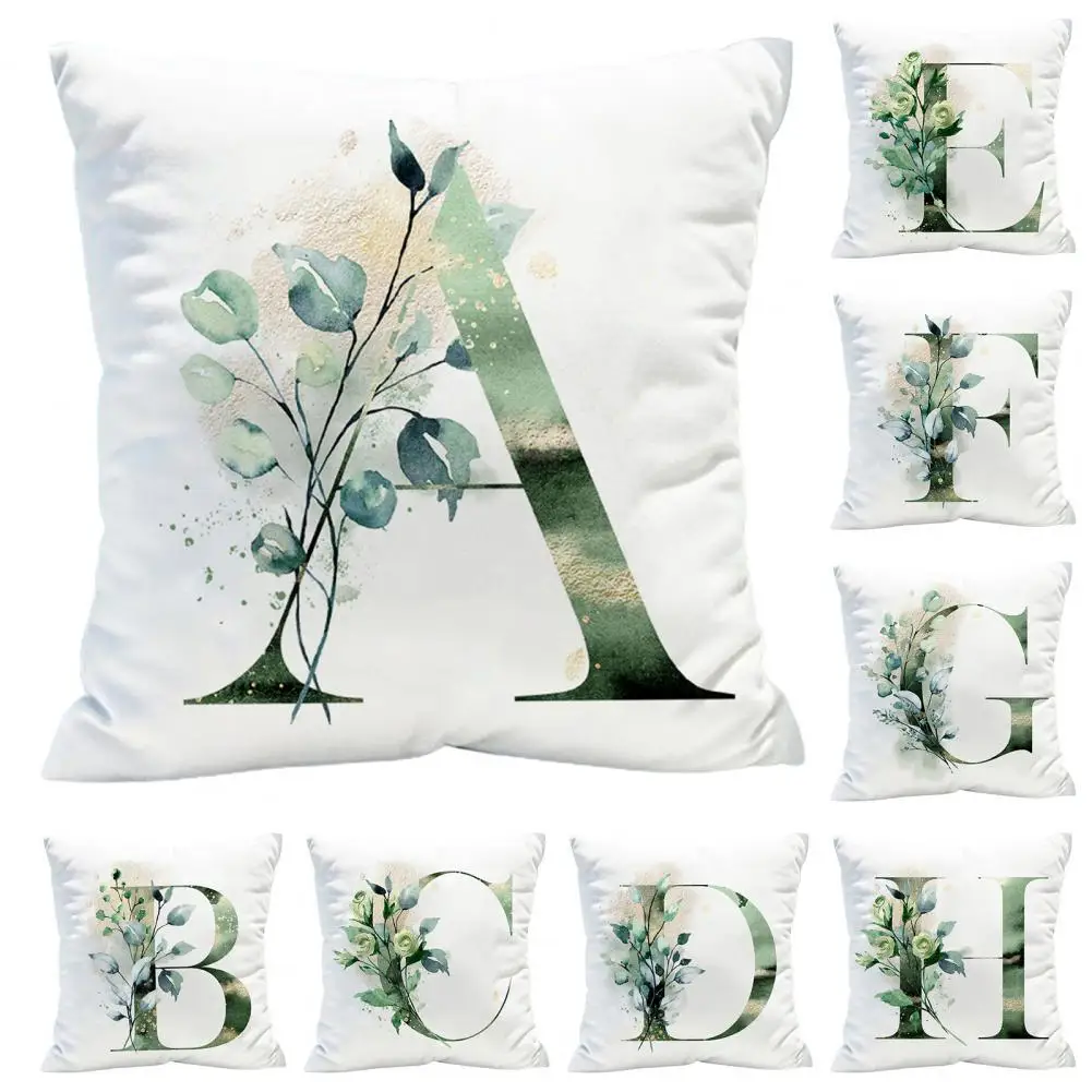

Plant Letter Printed Cushion Cover Wear-resistant Polyester Elegant Pillowcover bedroom Throw Pillows Cover for Home Decor