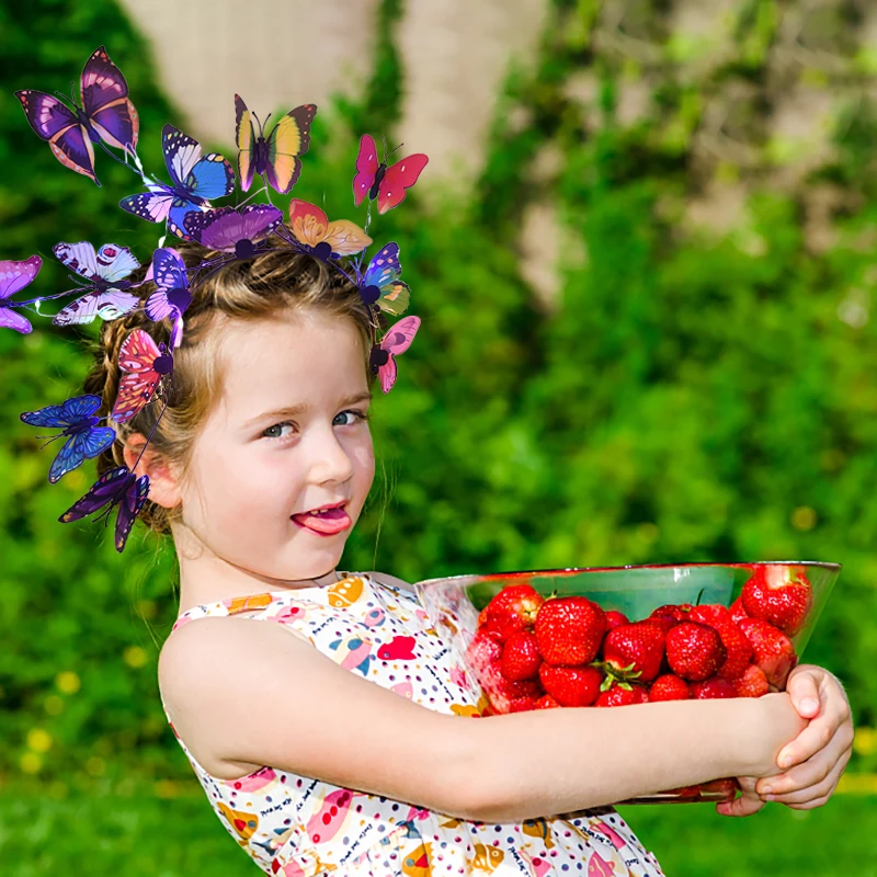 빛나는 나비 머리띠 LED 조명, 베이비 샤워 생일 장식, 여아 나비 헤어밴드, 웨딩 들러리 선물