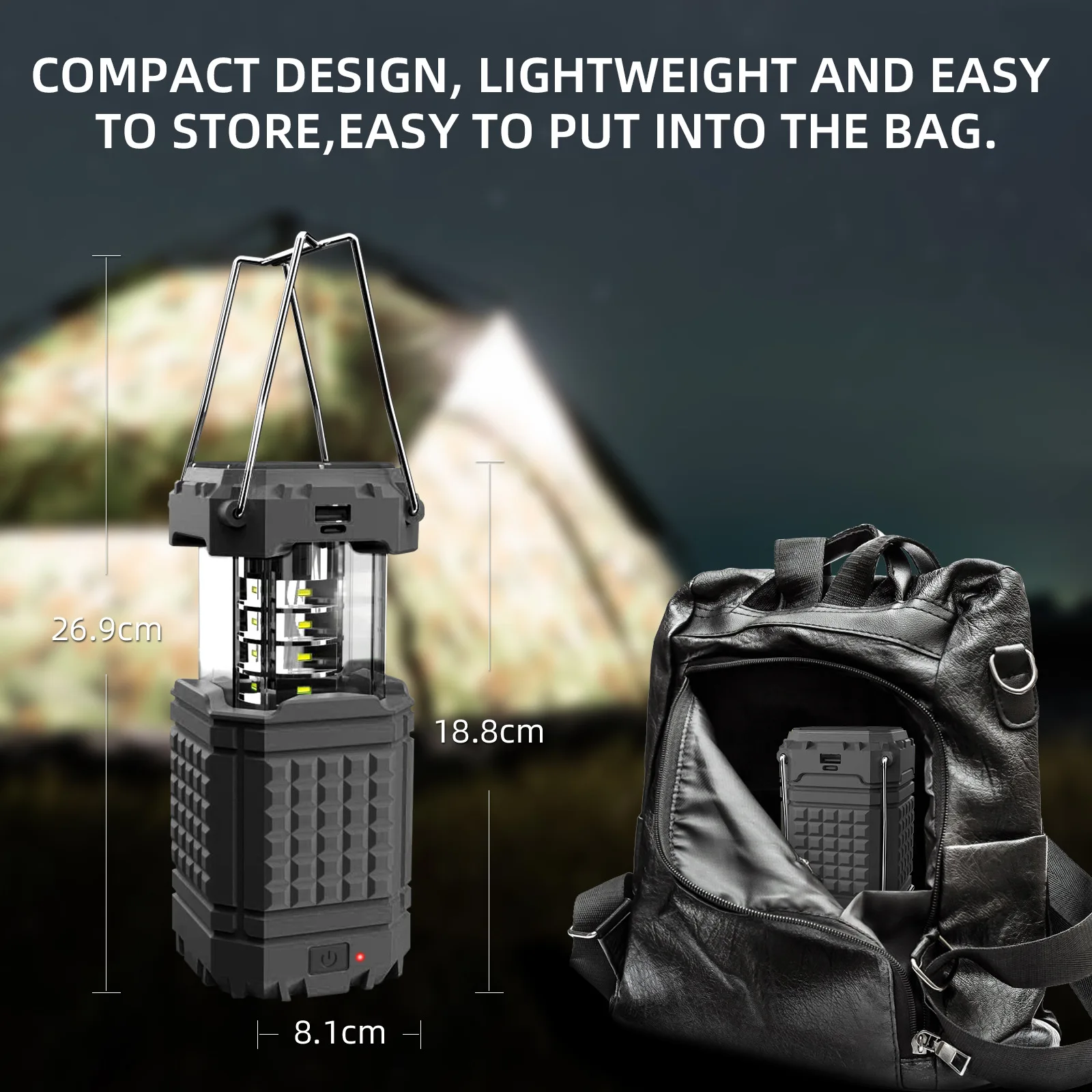 Solarny powerbank z korbką i latarką led na kemping i telefon_voghion.com