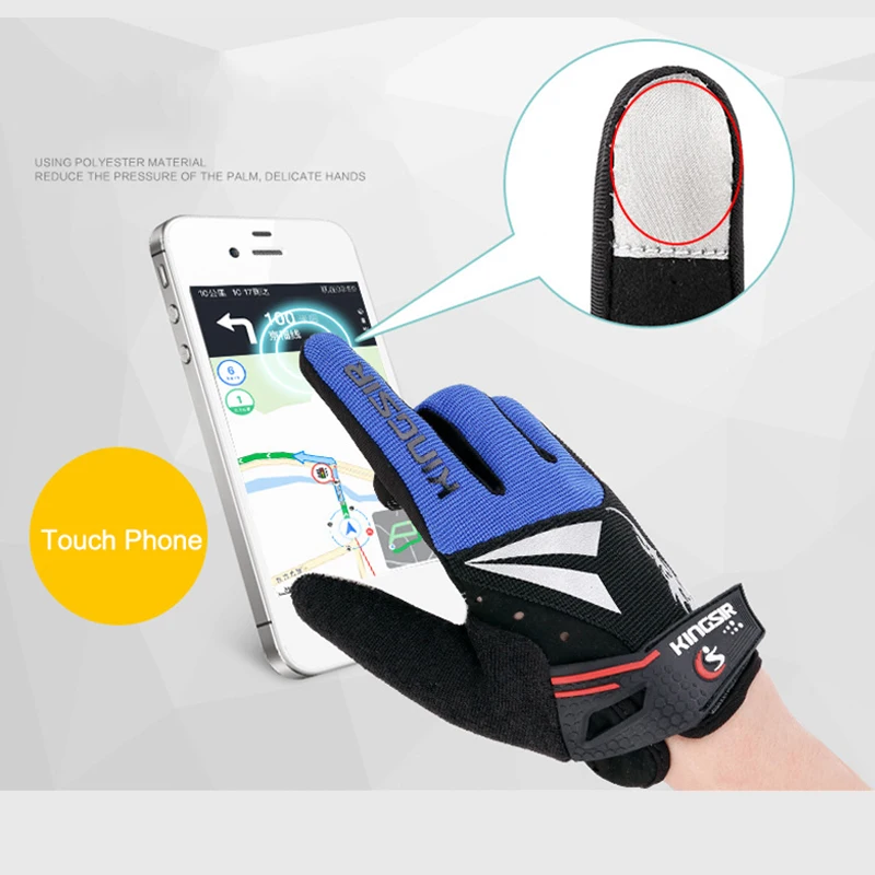 Kingsir Shockproof Bike Cycling Gloves Full Finger MTB Bicycle Women Men Touch Screen Motorcycle Racing Breathable 2025 2
