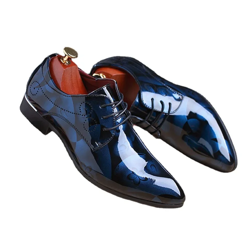 Office Men Dress Shoes Floral Pattern Men Formal Shoes Leather Luxury Fashion Groom Wedding Dress 37-50