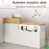 Modern Reception Desk,with Lockable Drawers, Great Space Saver Receptionist Desk, for Salon Reception Checkout Office(Gray 1) 3