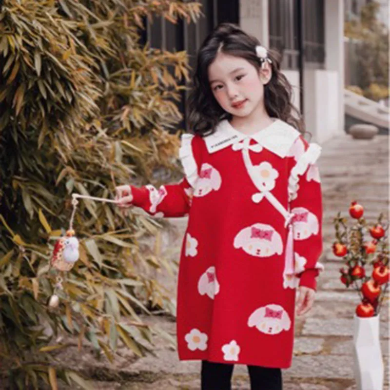 

Юбки Sanrio Mymelody, мультяшное детское трикотажное платье, хлопковое теплое удобное милое трезвое для маленьких девочек, для студентов, рождественские подарки для малышей