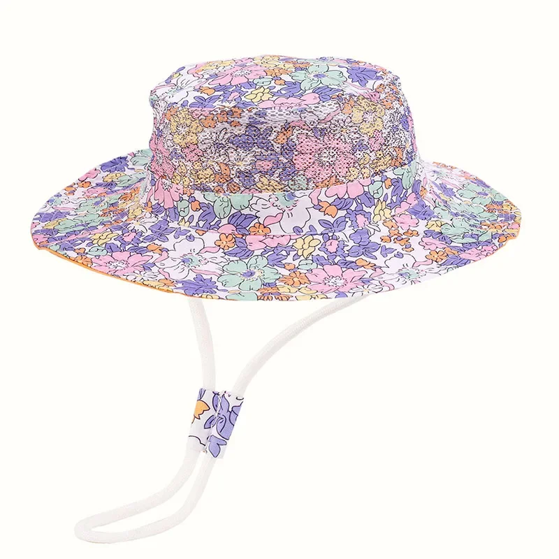 Children Bucket Hat for Girls Flower Baby Beach Mesh Hat Toddler Kids Wide Brim UV Protection Outdoor Panama Summer Sun Caps
