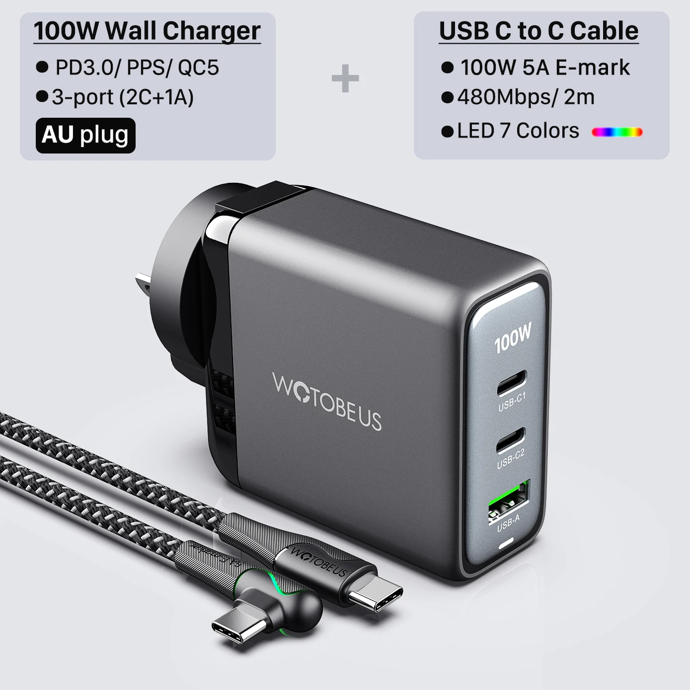 ตัวเลือกสินค้า ชาร์จไฟ USB-C กำลังสูง 100W สำหรับทุกอุปกรณ์