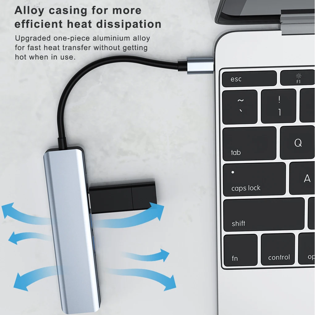 Coolcirc 7 In 1 Type C Aluminum Alloy USB HUB To HDMI-Compatible USB3.0/2.0 Adap