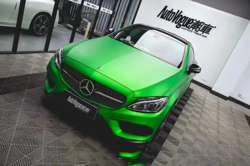 High Quality Matte Metallic Satin Green Vinyl Wrap Roll DIY Full Car Wrapping Decal with Air