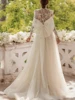 Bohemia Wedding Dresses Vintage Tulle Bridal Gown Lace Appliques Long Sleeves High Neck A-Line Robe Vestidos De Novia Customized 2