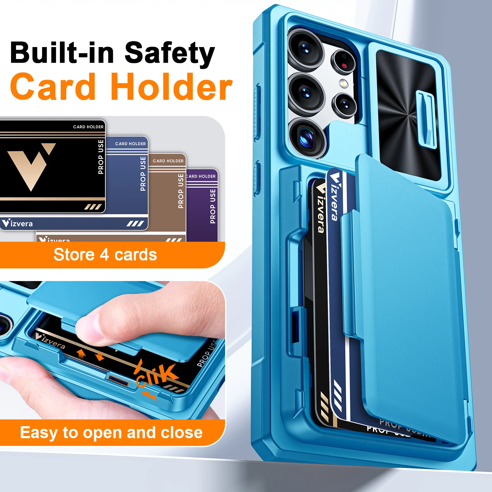 Premium Wallet Case with Card Holder & Kickstand - Full Body Protection with Camera Cover