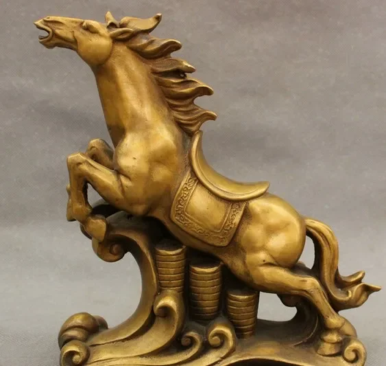 

8" Chinese Bronze Copper FengShui Year Zodiac Tang Up Horse Statue