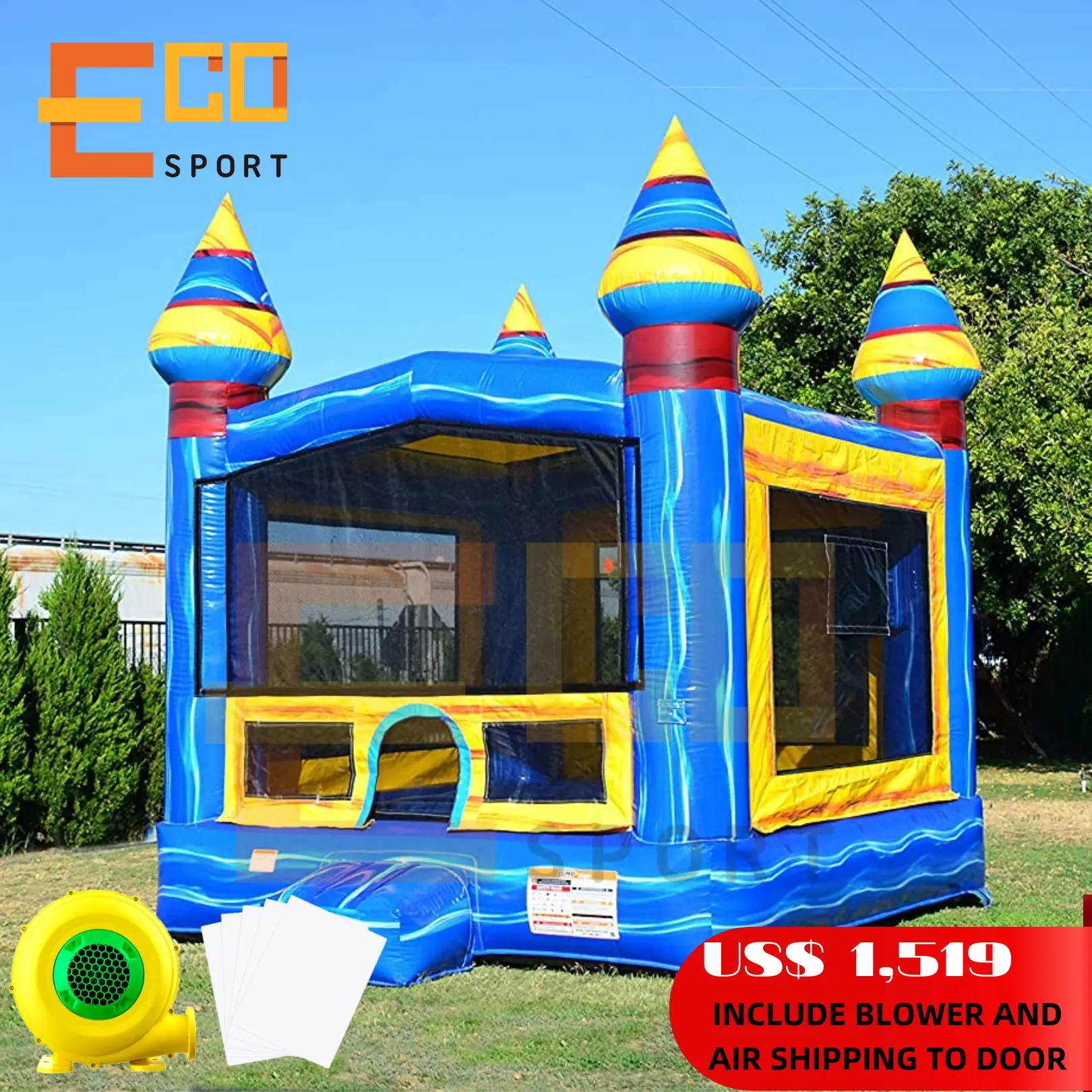 Jumping Bouncy Castle Commercial Grade Bouncer Jumper Inflatable White Bounce House with Blower for Kids