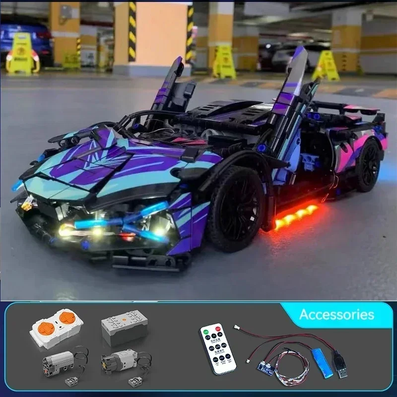 1314Pcs Technical Racing Sport Car 67128 Model Building Blocks Lamborghini Hypercar Racing Car Model Toys Kid Adult Gift 6