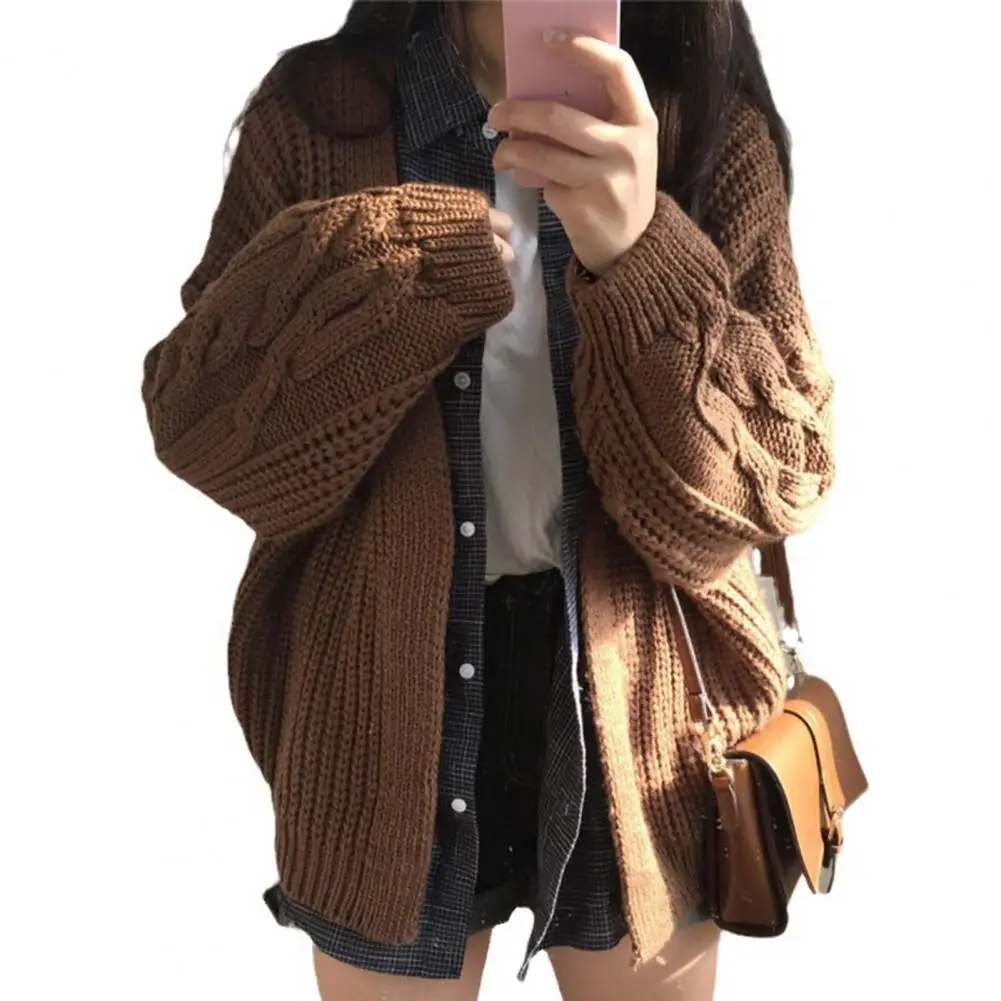 

Women Sweater Coat Cozy Winter Knitted Cardigan Soft Elastic Stylish Sweater Jacket for Women Soft Cardigan Sweater