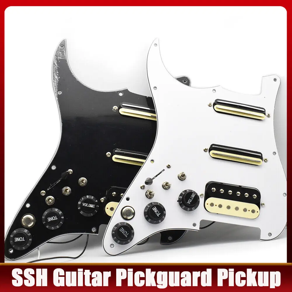 

SSS Pre-Wired Left-Handed Guitar Plectrum Protector Set Single Coil and Multi-Switch Pickup Harness (White Pearl/Black)