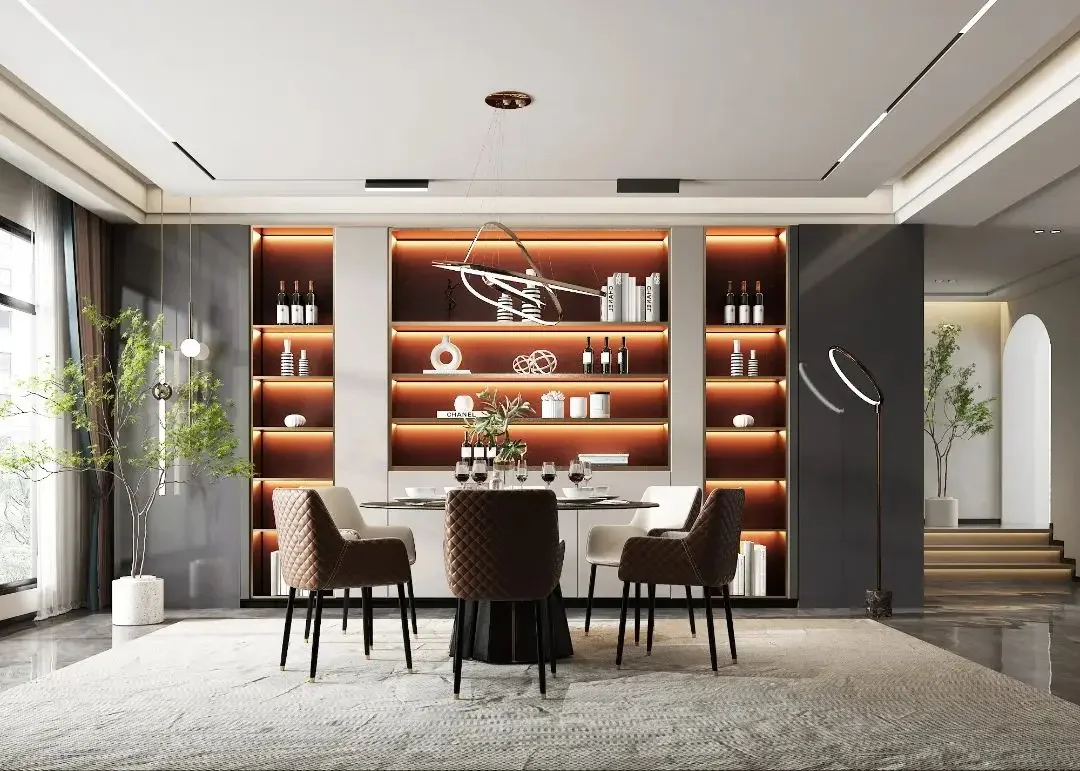 Luxury Furniture Home Living Room Wine Cabinet Bar With Glass Display Stainless Steel Cabinet