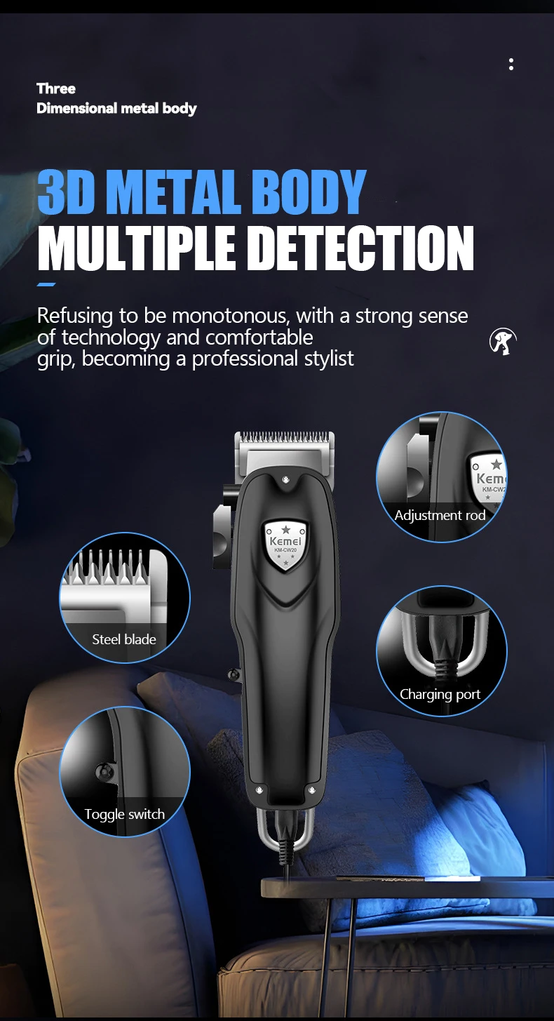 KEMEI-Profissional Heavy-Duty Dog Clippers, Cordless Pet Grooming