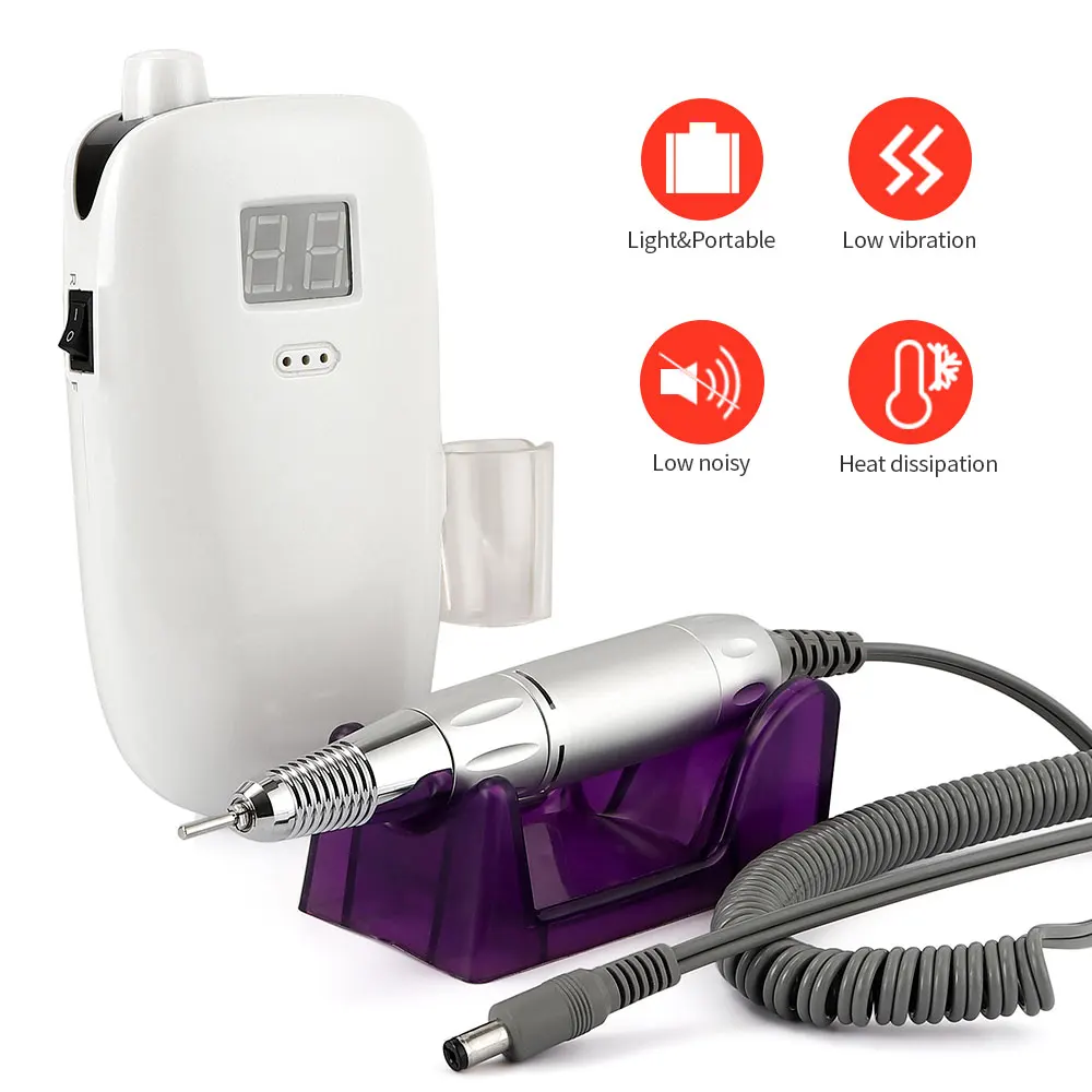 Kit de perceuse à ongles électrique portable, polisseuse à ongles professionnelle, chargement sans fil, appareil de manucure et de pédicure, 36W, 30000 tr/min