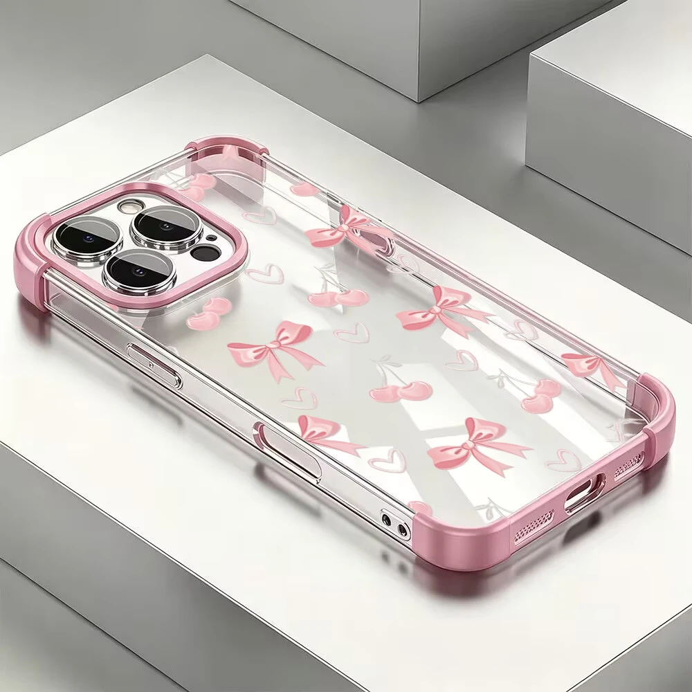 Elegant Clear Case with Pretty Bow Design - Luxury Protective Casing
