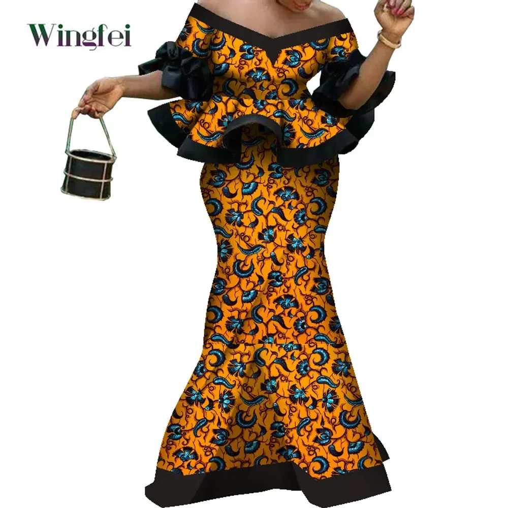 Afrikanische Kleidung für Frauen Dashiki Party Kleidung 2 Pcs Set Ankara Mode Top und Rock Liebsten Kurzarm Skrit Set WY8529