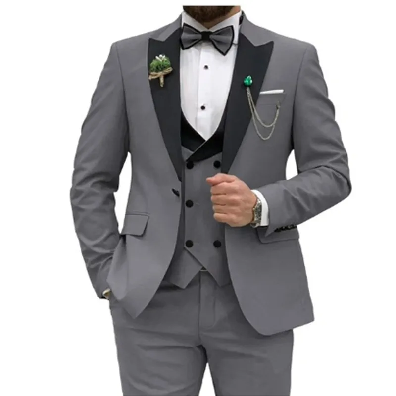 

Handsome One Button Groomsmen Peak Lapel Groom Tuxedos Men Suits Wedding/Prom Best Man Blazer ( Jacket+Pants+Tie+Vest) A197