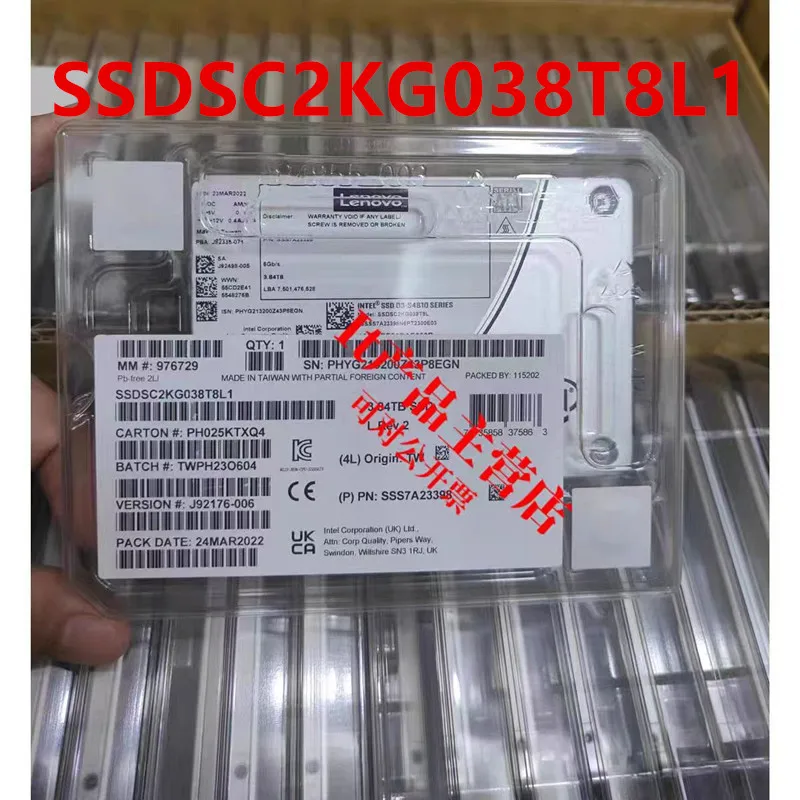 LENOVO S4610 용 오리지널 하드 디스크, SSDSC2KG038T8L1 용, 2.5 인치 3.84TB SATA SSD, 신제품