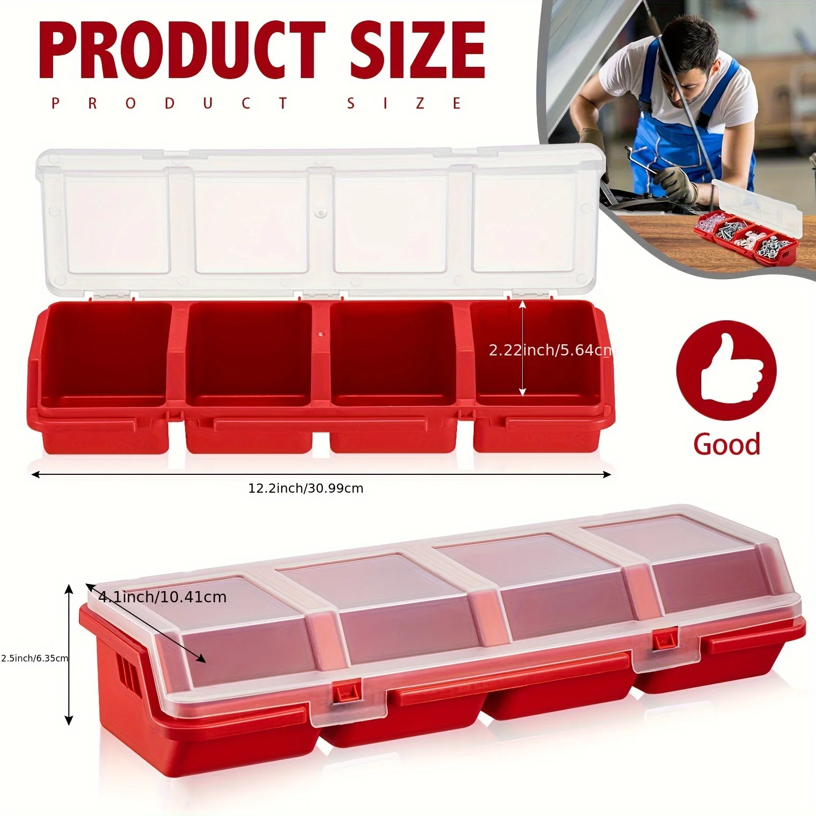 Multi-Compartment Organizer Box for Screws Small Parts Durable Plastic Hardware Jewelry Storage Case
