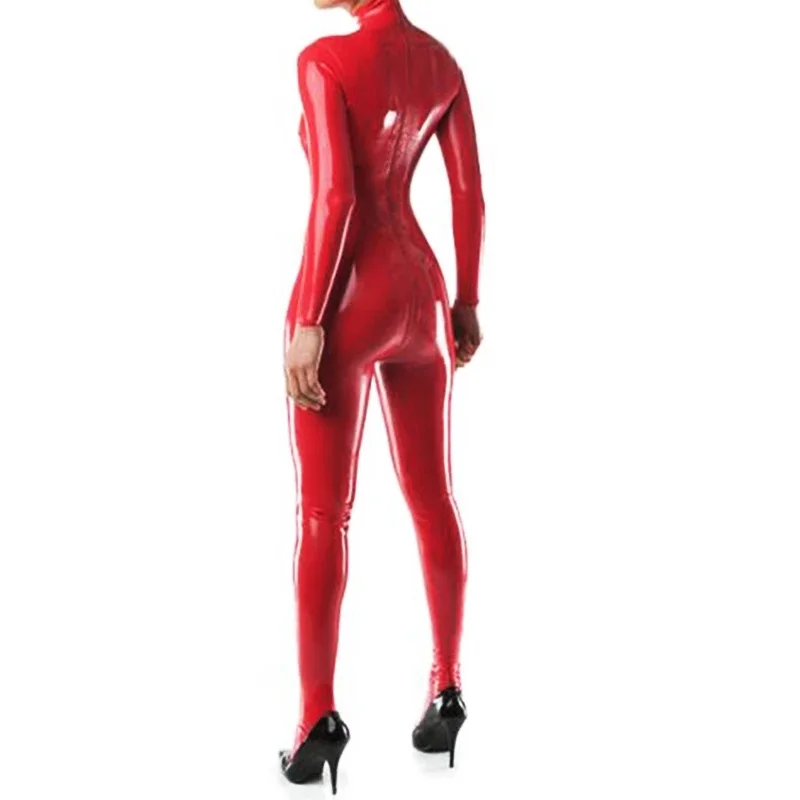 Latex Catsuit Handmade Rubber Bodysuit with Back Crotch Zip Breast Zip for Women Customize Latex Suit