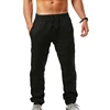 Men Sports Jogging Sweatpants Splicing Casual Pure Color Cotton Straight Trousers Large Size Home Long Pants 3